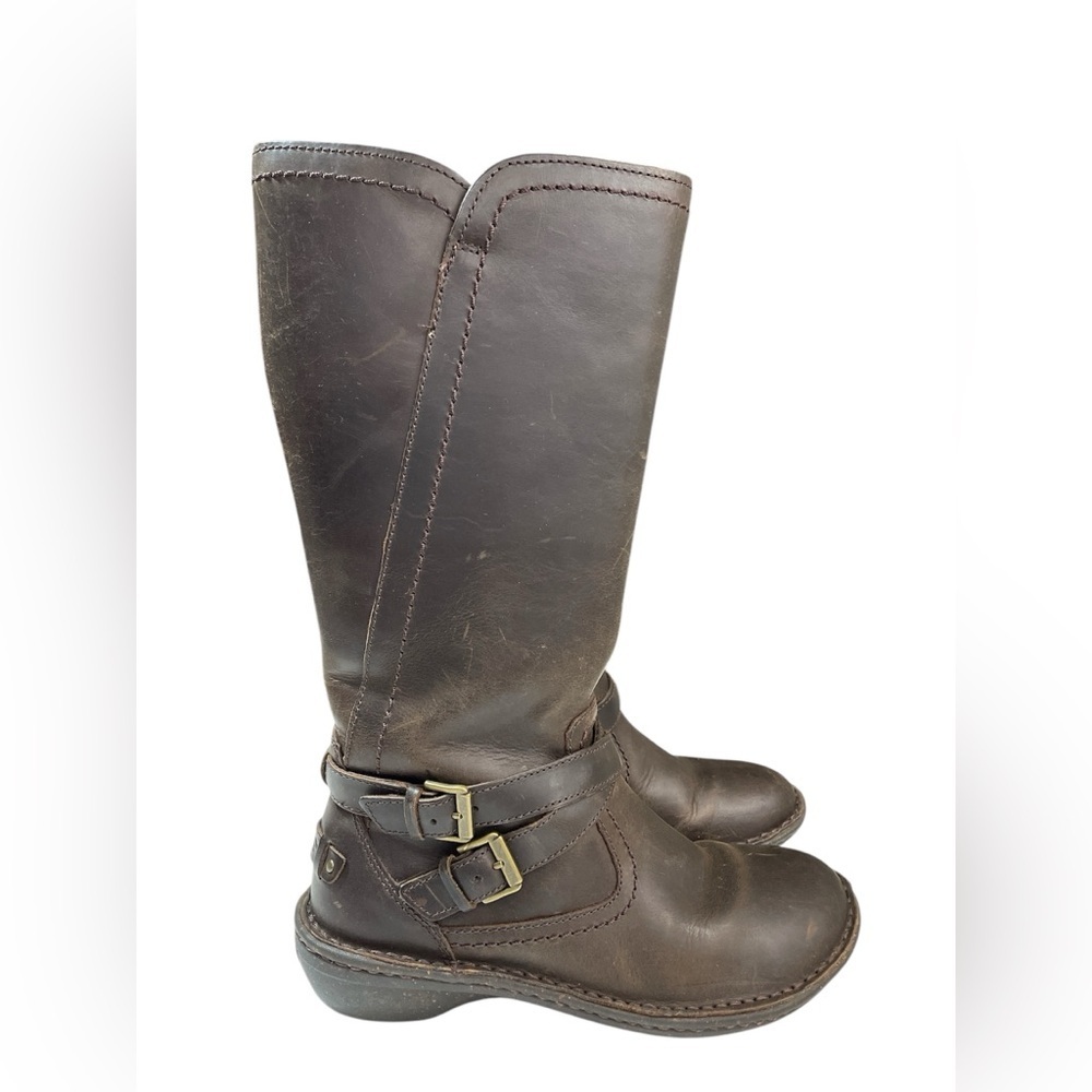 UGG Rosen Shearling Riding Boots - Brown Leather - Women’s Size 6